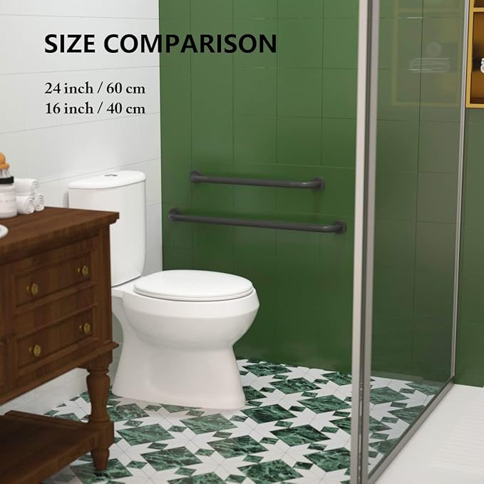 32 Inch Anti Slip Shower Grab Bars Oil Rubbed Black, Munzong Bathroom Bar | 1.25" Diameter Knurled Bathroom Balance Bar Safety Hand Rail Support Handicap Elderly Senior Assist Bath Handle