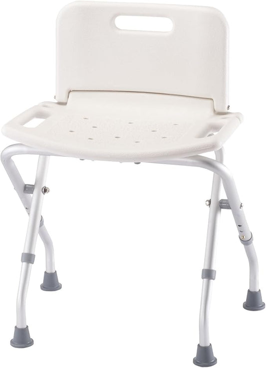Folding Bath Seat with Back Support, Portable Shower Bench, White | White