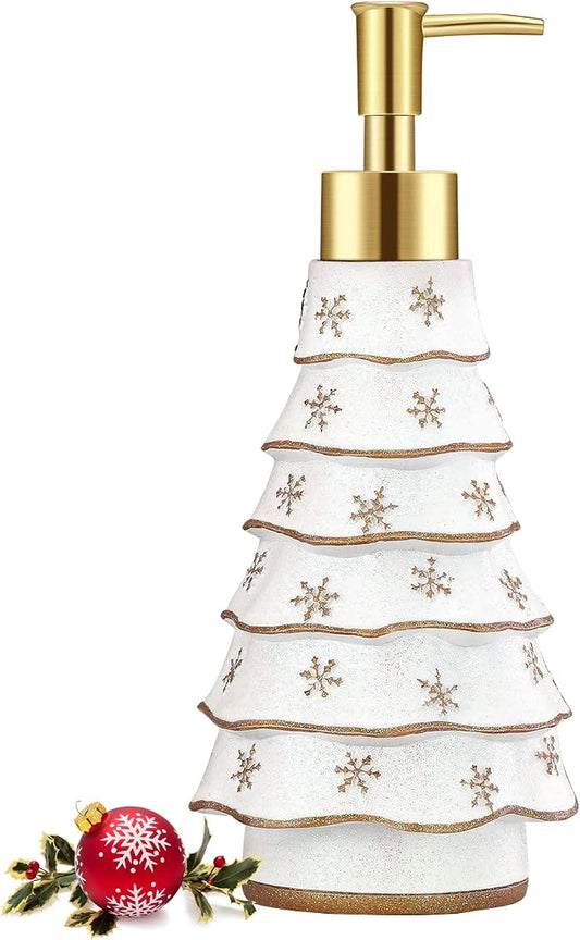 Luxspire Christmas Soap Dispenser with Glittering Sequins, Refillable with Pump, Christmas Bathroom Decor, 10oz