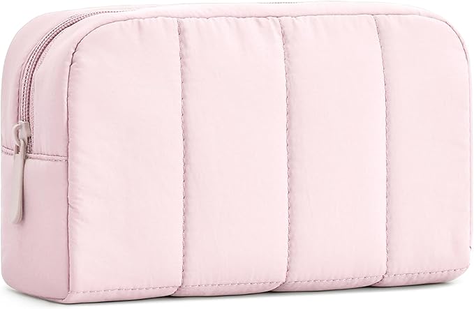 Makeup Bag Cosmetic Bag Travel Toiletry Bag for Women Puffy Padded Cosmetic Pouch Purse Wide-open Makeup Organizer Case Travel Essentials