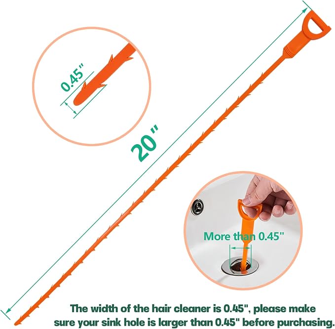 Drain Snake Hair Drain Clog Remover - 6 Pack Shower Sink Unclogger Tool | Flexible Drain Snake Removes Hair Clogs from Sink, Shower, and Bathtub Drains to Restore Water Flow