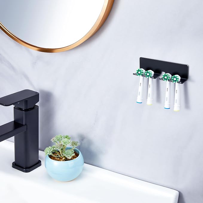 Electric Toothbrush Head Holder, Toothbrush Holders Wall Mounted, Electric Toothbrushs Holder, Bathroom Shower Tooth Brushing Holder, Tooth Brush Head Holder Organiser (Black, Large)