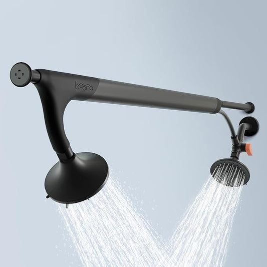 BOONA Tandem Shower as seen on Shark Tank | Dual Shower Head for Couples | Midnight Black, Two Showerheads