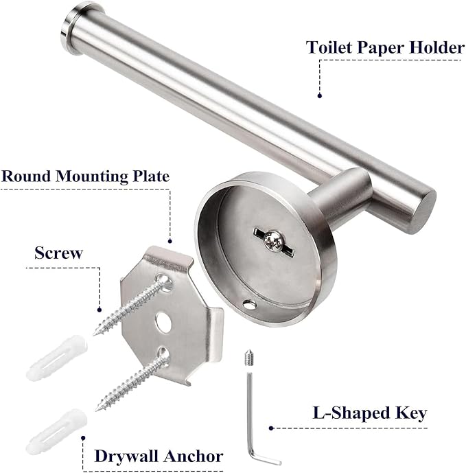 Toilet Paper Holder Wall Mount - Brushed Nickel | Stainless Steel Bathroom Toilet Paper Holder, Toilet Paper Roll Holder for Bathroom, Kitchen, Washroom