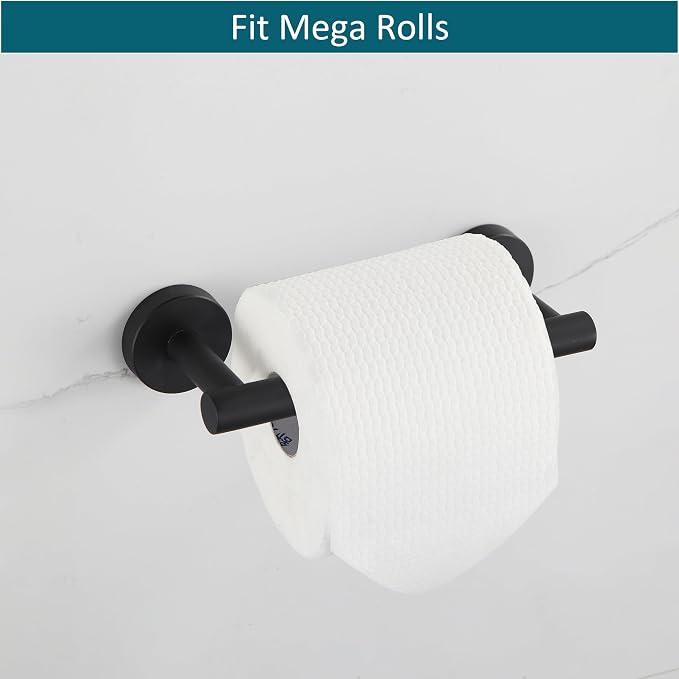 Toilet Paper Holder Matte Black Wall Mount Stainless Steel 304 Large Mega Roll