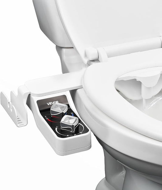 VEVOR Bidet Attachment for Toilet, Hot & Cold Non-Electric Water Sprayer - Dual Retractable Nozzles, Adjustable Water Pressure, 0.3’’ Ultra Thin Bidet Toilet Seat Attachment for Rear and Feminine Wash
