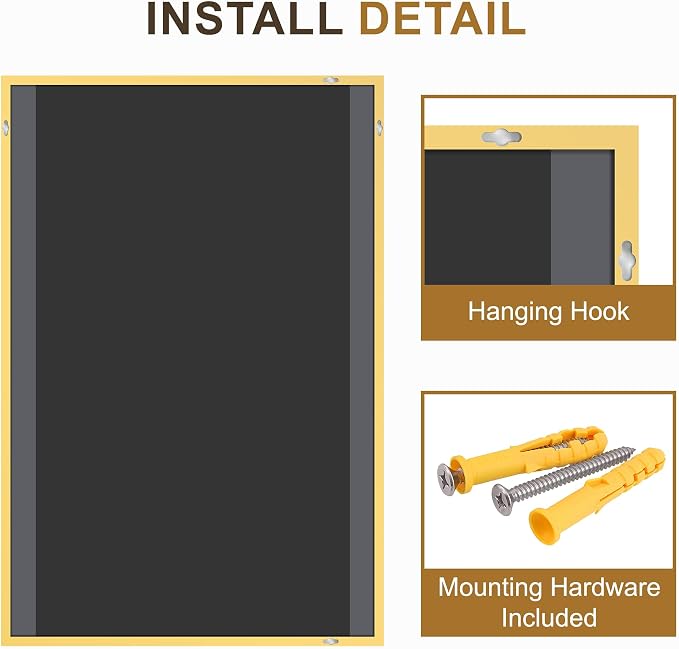 Bathroom Vanity Mirror for Over Sink, 60x30 Inch Matte Gold Mirror | Shatterproof Tempered Glass, Anti-Rust Metal Frame, Rectangle Wall Mirrors for Bedroom, Living Room & Entryway
