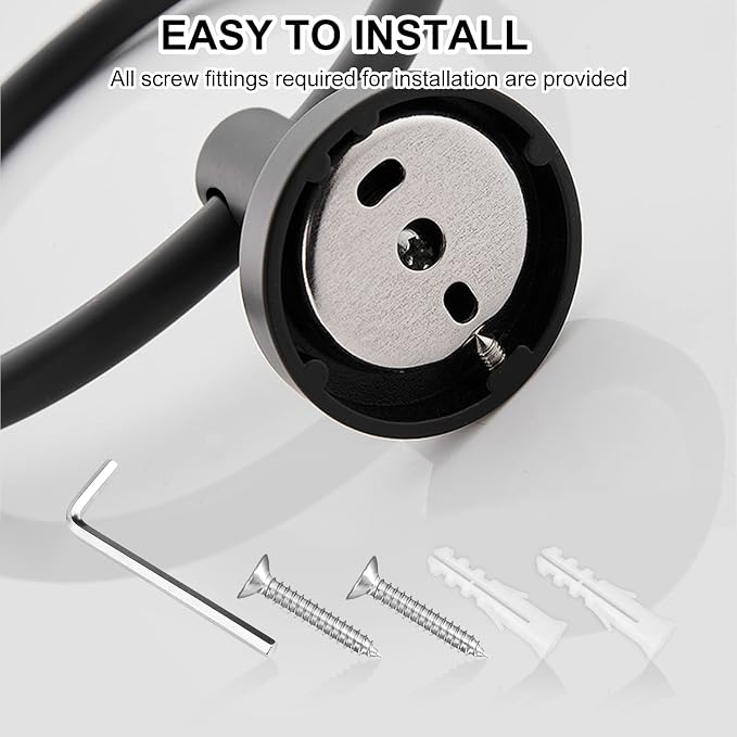 SetSail Towel Holder for Bathroom Wall Matte Black Towel Ring, 2 Pack | Stainless Steel Heavy Duty Hand Towel Hanger for Bath, Kitchen