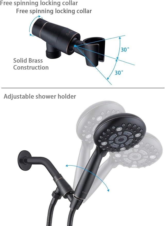 G-Promise High Pressure 6 Mode Hand Held Shower Head with Extra Long Hose | High Pressure, 6 Spray Mode, Easy Install, Adjustable Angle, Extra Long Hose, Modern Upgrade