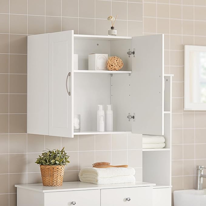 Haotian Wall Cabinet Laundry Room, Medicine Cabinet for Bathroom Kitchen Garage, Wall Storage Cabinet with Adjustable Shelf, White FRG231-W | Over the Toilet Storage Cabinet, Floating Wall Storage Medicine Cabinet With Customizable Shelf, FRG231-W