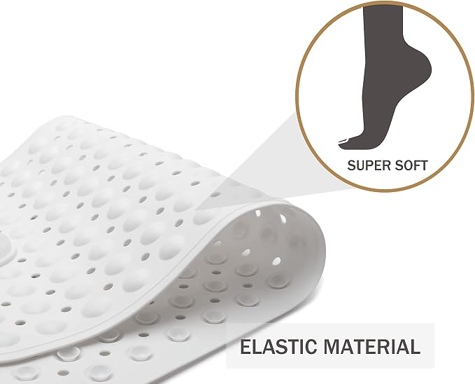 Bathtub Mat Non Slip Shower Mat Bath Mat for Tub 28"X16" White | Bath Tub Mat Non Slip, Machine Washable, Foot Massage, Non Slip Bath Mat, Shower Mat for Inside Shower, Bathroom Mat