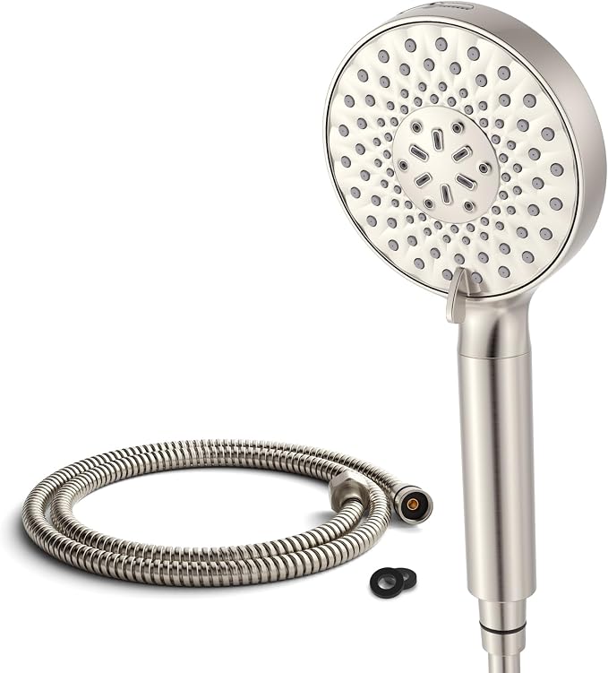 SR SUN RISE Filtered Shower Head with Handheld High Pressure 9 Spray Mode Showerhead Detachable Shower Head Water Softener Filters Beads for Hard Water Remove Chlorine 1 Filter Brushed Nickel