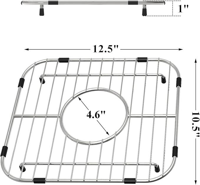 Orgneas Sink Protectors for Single Bowl Kitchen Sink Centered Drain | 304 Premium Stainless Steel Sink Bottom Grid Insert Sink Grate Drying Rack 12.5"x10.5", 1 Pcs