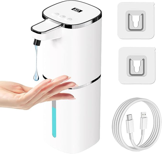 OHIFAST Automatic Liquid Soap Dispenser Touchless, USB Rechargeable Smart Hand Soap Dispenser, 9-Level Adjustable, Physical Button Operation, 13.5oz/400mL Wall Mounted for Bathroom Kitchen Dish Soap