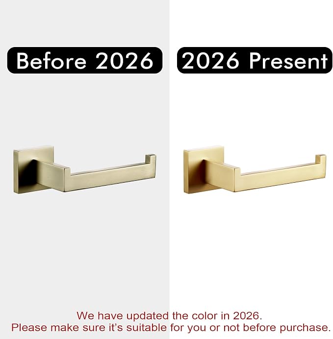 KOKOSIRI Gold Toilet Paper Holder Toilet Roll Holder for Bathroom Kitchen Washroom T-304 Stainless Steel Wall Mounted, 2 Pack, B2003BG-P2