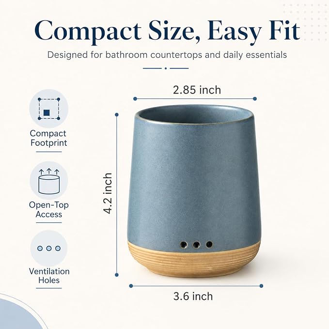 LYEOBOH Ceramic Toothbrush Holder, Toothbrush Storage,Tooth Brush Holders | Tooth Brush Holder for Bathroom, Single Toothbrush Cup with Drainage, Electric Toothbrush Storage for Home Decor, Blue