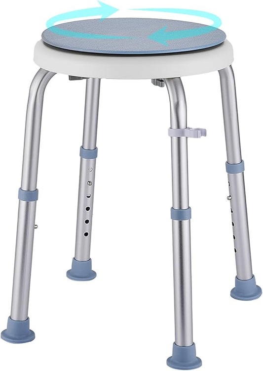 Shower Stool Chair for Inside Shower,360° Swivel,Light Blue,300LBS | 6-Level Adjustable Height Bath Chair,Shower Seat Stool for Bathroom,Upgrade Small Corner Stool for Seniors