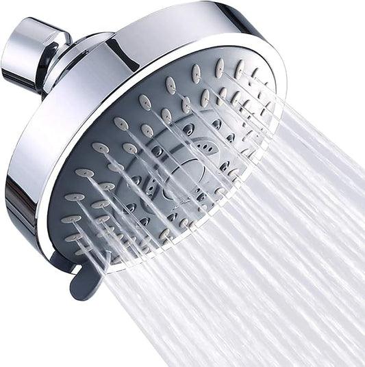 AISOSO High Pressure Rain Shower Head 5 Modes Showerhead 4.1 Inch Chrome | Low Water Pressure Compatible, Powerful Spray Fixed Showerhead for a Relaxing Indoor & Outdoor Shower