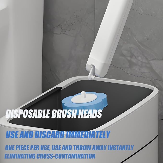 Disposable Brush with Holder & Refill Heads - Hygienic Sanitary Toilet Cleaner for Easy Cleaning, Streak-Free Fresh Bathroom, No Mess Disposable Toilet Bowl (1, Refill (36 pcs))