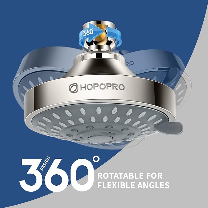 High Pressure Shower Head, HOPOPRO 5-Mode Fixed Showerhead, NBC Recommended | The Washington Post, NBC News, Today Recommended, Consumer Reports Tested High Flow Fixed Shower Head (4 Inch Brushed Nickel)