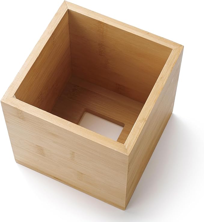 Bamboo Tissue Box Cover, Square Wood Tissue Box Holder, Wooden Facial Paper Holder for Bathroom, Bedroom, Dinner Table, Office (Square - 1 Pack)