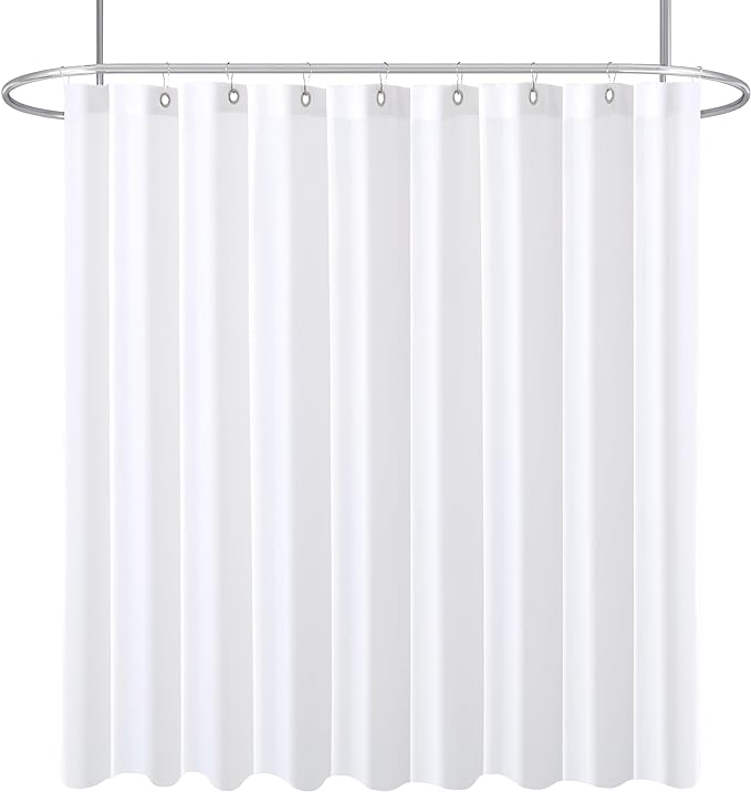 Biscaynebay Fabric Extra Wide Shower Liners for Clawfoot Tubs, White 180" by 72" Length, Water Resistant Fabric Rust Resistant Grommets Top Weighted Bottom Machine Washable