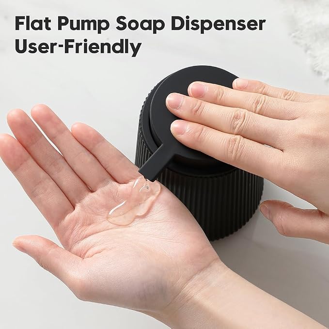 YAUKPH Striped Liquid Hand Soap Dispenser Black | with Leak-Proof Pump for Bathroom and Kitchen Countertop 11oz