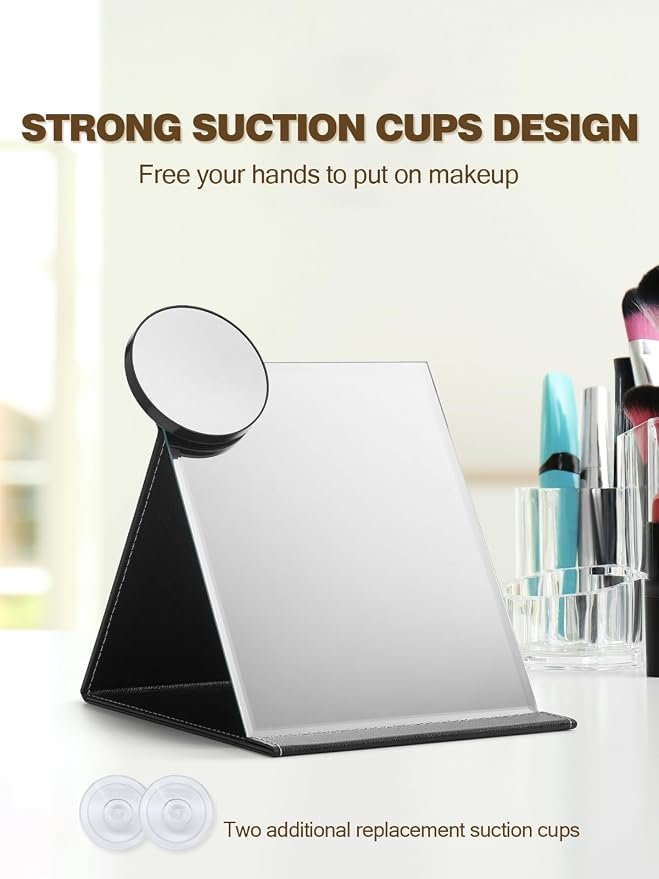 Macaki 30x Magnifying Mirror Suction Cup, Makeup Mirror, 3.5 in, Black | Small Magnifying Mirror, for Home, On the Go or Office, Brows, Contacts, Powerful Suction Cup, Travel Mirror, Tweezers