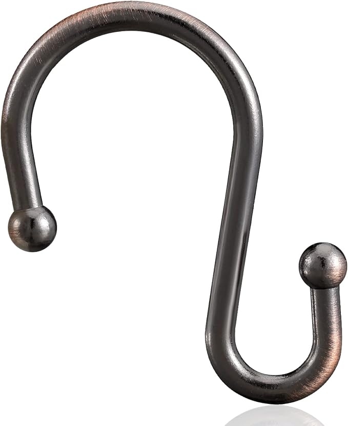 Bronze Shower Curtain Hooks,Rust Proof Shower Rings for Shower Curtain, Set of 12 CHICTIE Oil Rubbed S Shaped Decorative Shower Curtain Hooks Hangers for Bathroom Curtains,Clothing, Towels, etc