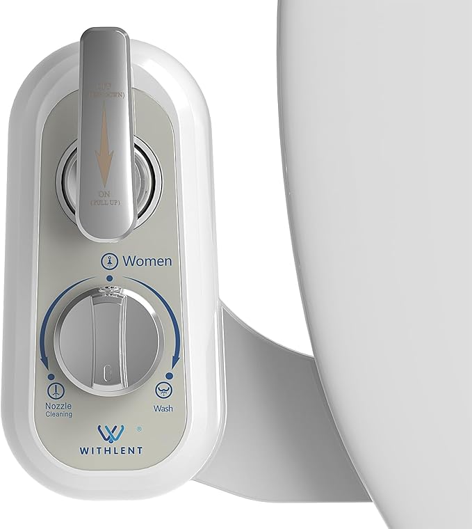 Left Handed Bidet Attachment for Toilet - Left Handed Bidet Non-Electric,Self-Cleaning,Adjustable Water Pressure,Retractable Dual Nozzles for Frontal & Rear Wash,Lever Control