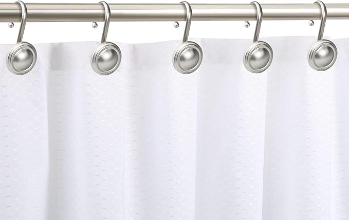CHICTIE Nickel Shower Curtain Hooks Rings, Decorative Silver Shower Hook for Shower Curtain, Rustproof Modern Shower Rings Hangers for Bathroom Curtains Rods, Set of 12