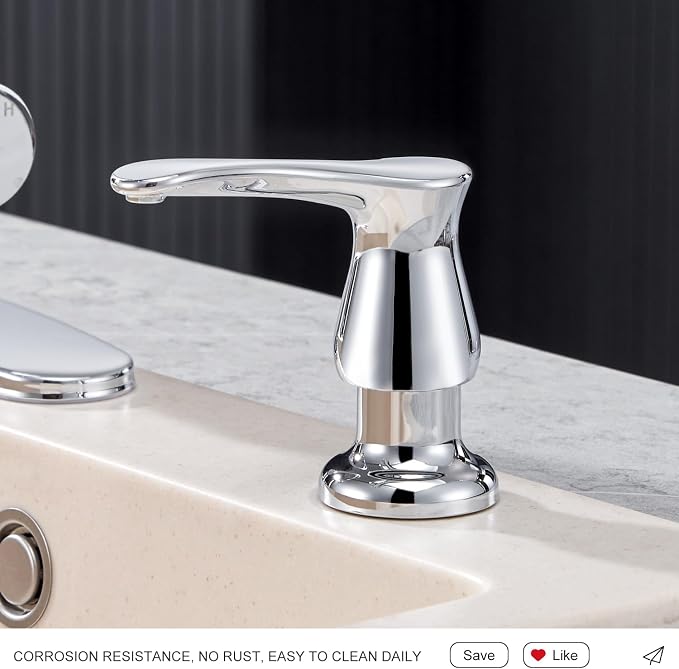Kitchen Sink Soap Dispenser Chrome, G086C-G | Chrome Under Sink Soap Dispenser with 40" Silicone Extension Tube, Say Goodbye to Frequent Refills