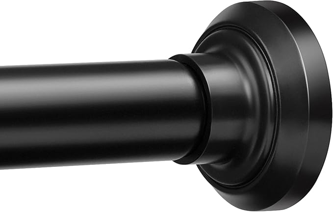 ENJOYBASICS 1" Black Shower Curtain Rod, 30-64" Adjustable, Secure Tension | Easy No-Drill Installation, No Tools, No Gaps, Sturdy Rust-Resistant Steel, Sag-Resistant Design, Tubs, RVs, Apartments