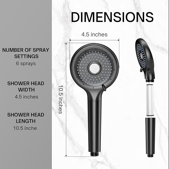 FEELSO Filtered Shower Head with Handheld, High Pressure Shower Filter Head | 15 Stage Water Softener Filters for Hard Water, Remove Chlorine & Harmful Substance, 6 Spray Mode, Hose & Bracket, 2 Filters