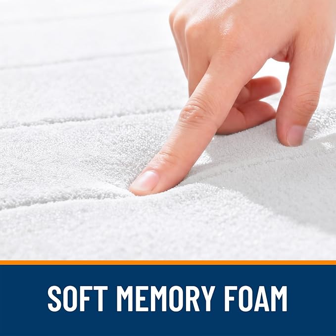 OLANLY Memory Foam Large Bath Mat 40x24, Super Soft Absorbent Bathroom Rugs | White, Quick Dry Bath Rug, Machine Washable Shower Floor Mats, Bathmat Carpet for Bathroom Floor, Tub and Shower