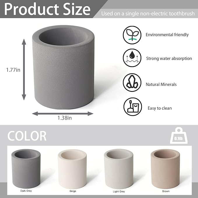 Mini Toothbrush Holders for Bathrooms - Diatomite Quick-Dry Organizer, Compact Portable Toothbrush Holder for Countertop, Shower & Travel Storage