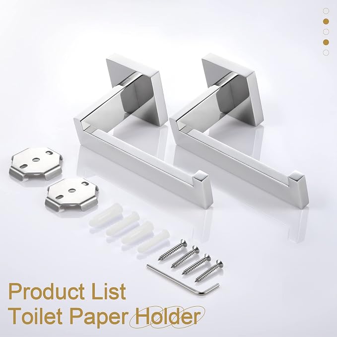 KOKOSIRI Toilet Paper Holder Chrome Toilet Roll Holder for Bathroom Kitchen Washroom T-304 Polished Stainless Steel Wall Mounted, 2 Pack, B2003CH-P2