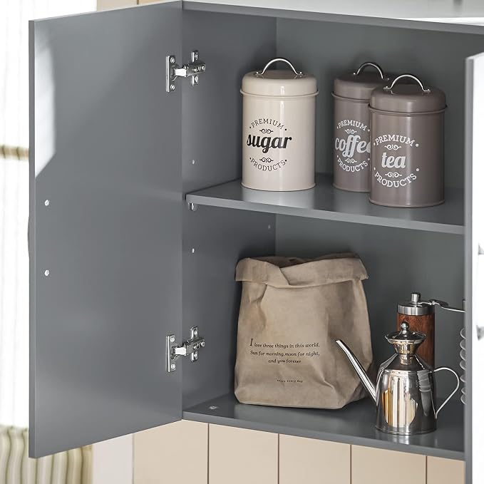 SoBuy Wall Cabinet Laundry Room, Medicine Cabinet for Bathroom Kitchen Garage,Floating Cabinet Hanging Storage with Adjustable Shelf, Grey FRG231-DG | Floating Wall Storage Cabinet With Adjustable Shelf, All-Match Bathroom Cabinet For Various Home Stor...
