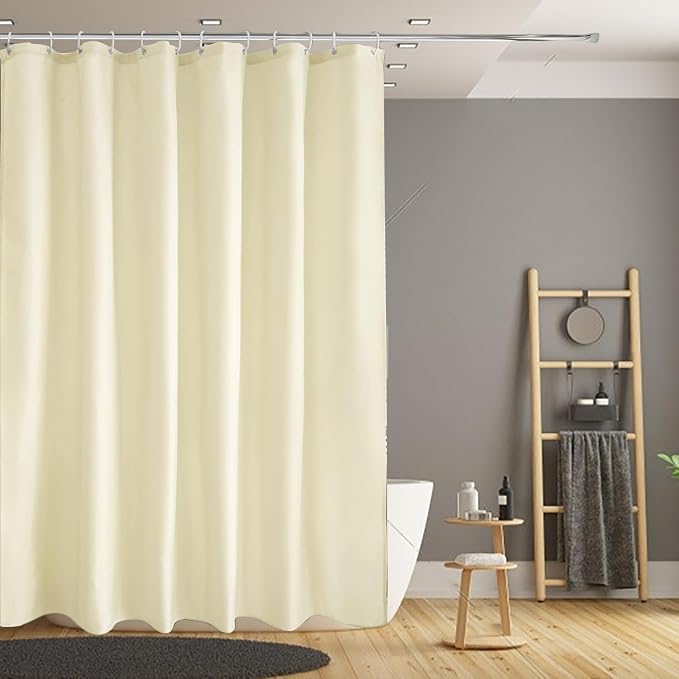 LLSCL Beige Fabric Shower Curtain Liner with Bottom Counterweight, Waterproof Hotel Quality, 72 x 72 Machine Washable