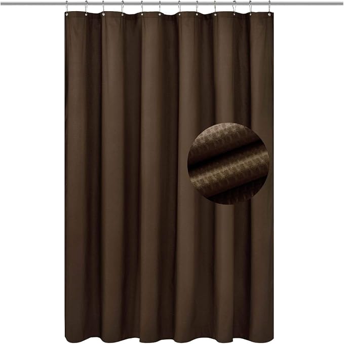 Barossa Design Soft Microfiber Shower Liner or Curtain Chocolate Brown | Hotel Quality, Machine Washable, Water Repellent 70W x 72H Lightweight Fabric Shower Curtain for Bathroom/Tub