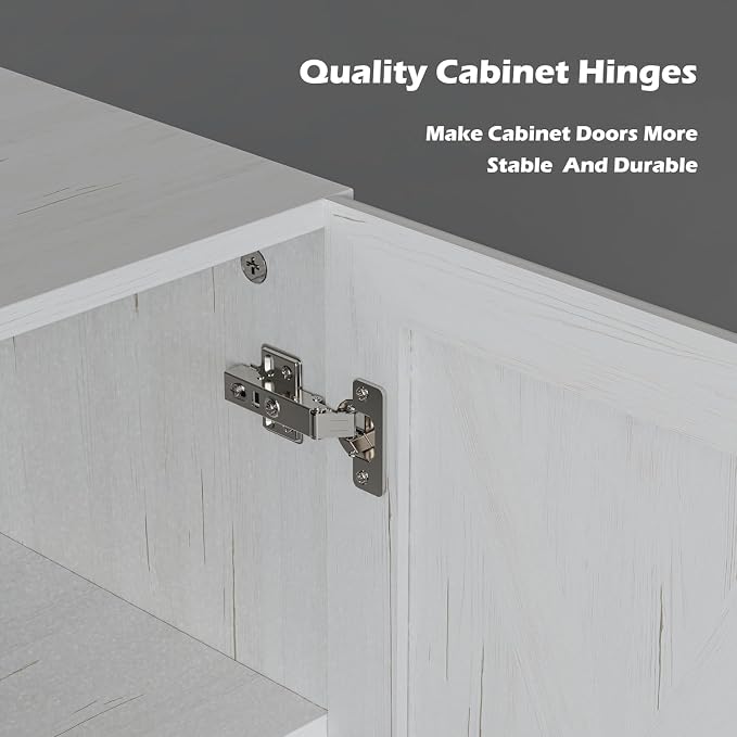 FIMELLO Wall Cabinet, Bathroom Wall Cabinet,Farmhouse Wall Mounted Cabinets for Kitchen Garage Laundry Storage, Medicine Cabinet with 3 Door and Shelves, Laundry Room Wall Cabinets,White Grain