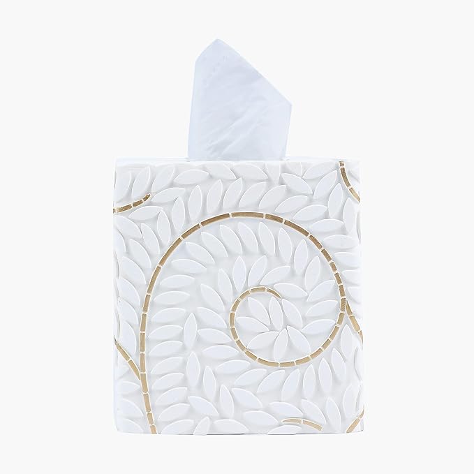 Hymmah Modern Square Tissue Box Cover Holder,Bathroom Accessories Decor Unique Design Tissue Box Cover for Bathroom Vanity Counter Tops Also Great for Bedrooms and Living Rooms