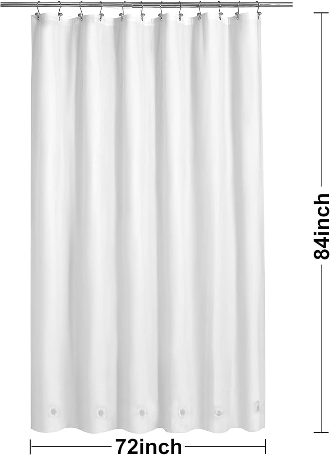 Barossa Design Extra Long Shower Curtain Liner with 6 Magnets, 72x84, White | 8G Heavy Duty PEVA, 6 Bottom Magnets, PVC Free, Metal Grommets, XL Waterproof Shower Liner 72 x 84 Inches for Tall Bathroom