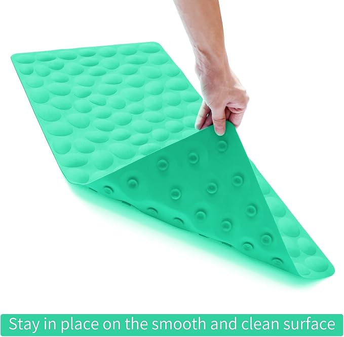 Non-Slip Bathtub Mat OTHWAY Soft Rubber Bathroom Bathmat with Strong Suction Cups (Fruit Green, 16x40 inch)