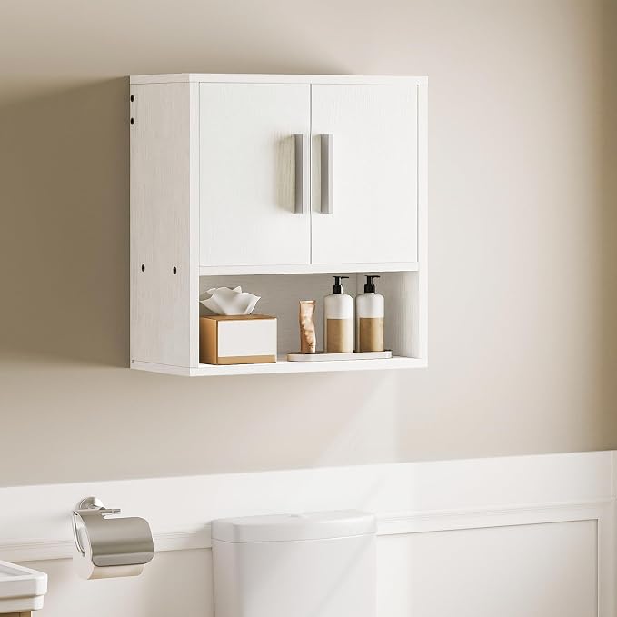 HOOBRO Bathroom Wall Cabinet, Medicine Cabinet, 15 x 16.1 Bathroom Wall Cabinet with Adjustable Shelf, Over The Toilet Wall Bathroom Storage Cabinet for Bathroom, Bedroom, White