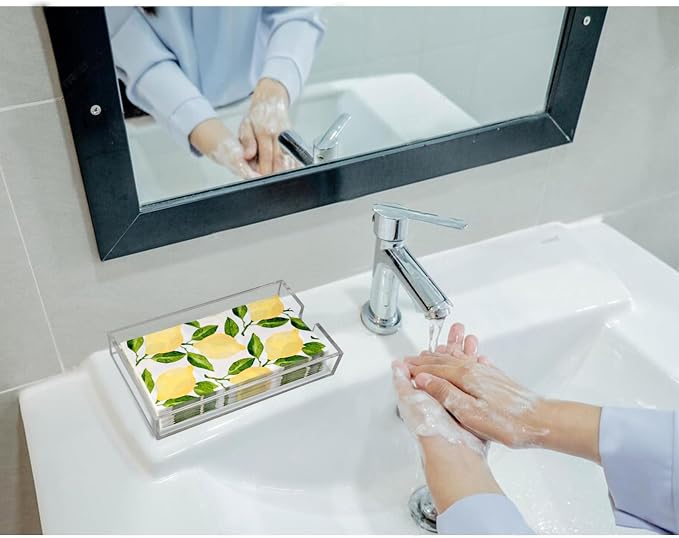 Acrylic Napkin Holder, Clear Guest Towel Holder Tray, 9x5x1.8 Inch | Hand Towel Holder for Bathroom, Napkin Tray for Kitchen Dinner Hotel, Acrylic Tray for Paper Napkin, Bathroom Accessories