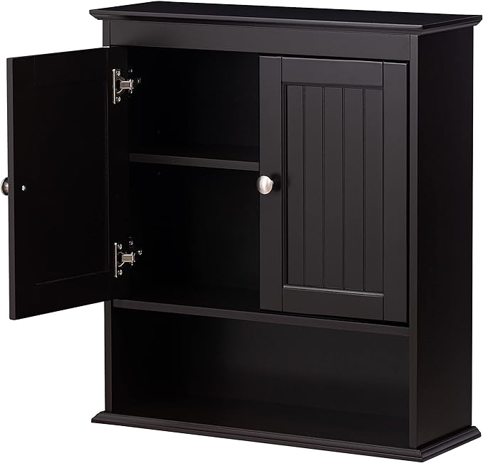Spirich Bathroom Wall Cabinet Over Toilet, Small Medicine Cabinet Espresso | FSC-Certified MDF, Adjustable Shelf, Easy Assembly, Space-Saving Open & Concealed Storage for Toiletries, Towels, And Decor