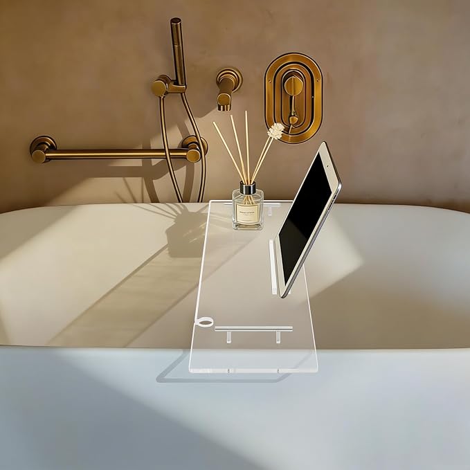 Clear Acrylic Bathtub Tray with Handles, Multiple Sizes Bath Tray, Bathtub Caddy for Bathroom Spa (31.5 * 9.45in)