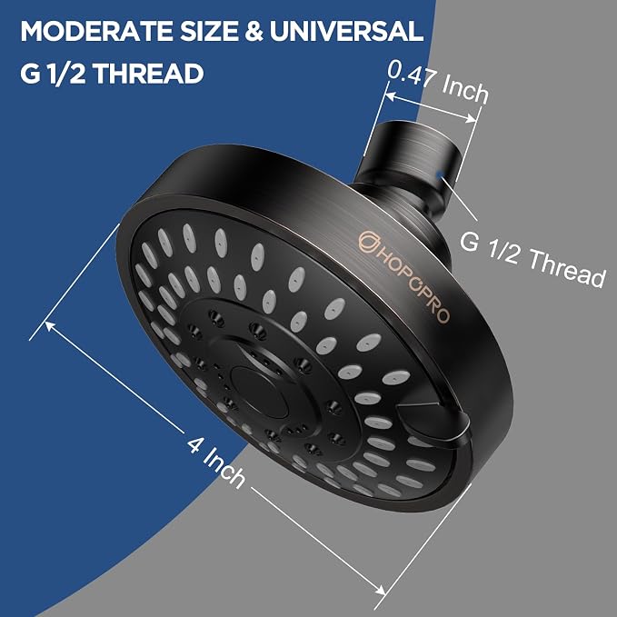 High Pressure Shower Head, HOPOPRO 5-Mode Fixed Showerhead, NBC Recommended | The Washington Post, NBC, Today Recommended, Consumer Reports Tested High Flow Fixed Shower Head (4 Inch Oil Rubbed Bronze)