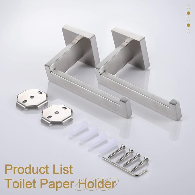 KOKOSIRI Toilet Paper Roll Holder Brushed Nickel Toilet Paper Holder Stainless Steel for Kitchen Bathroom Dispenser Wall Mounted, 2 Pack, B2003BR-P2